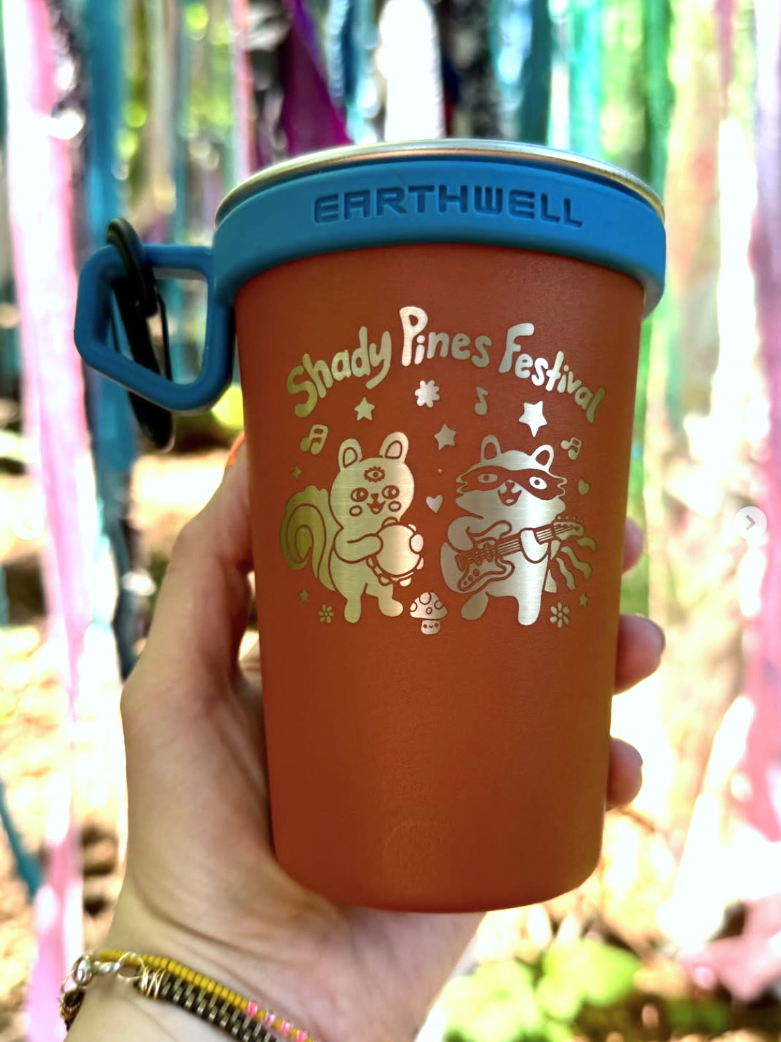 Wokeface Illustration on Shady Pines Festival Reusable Mug