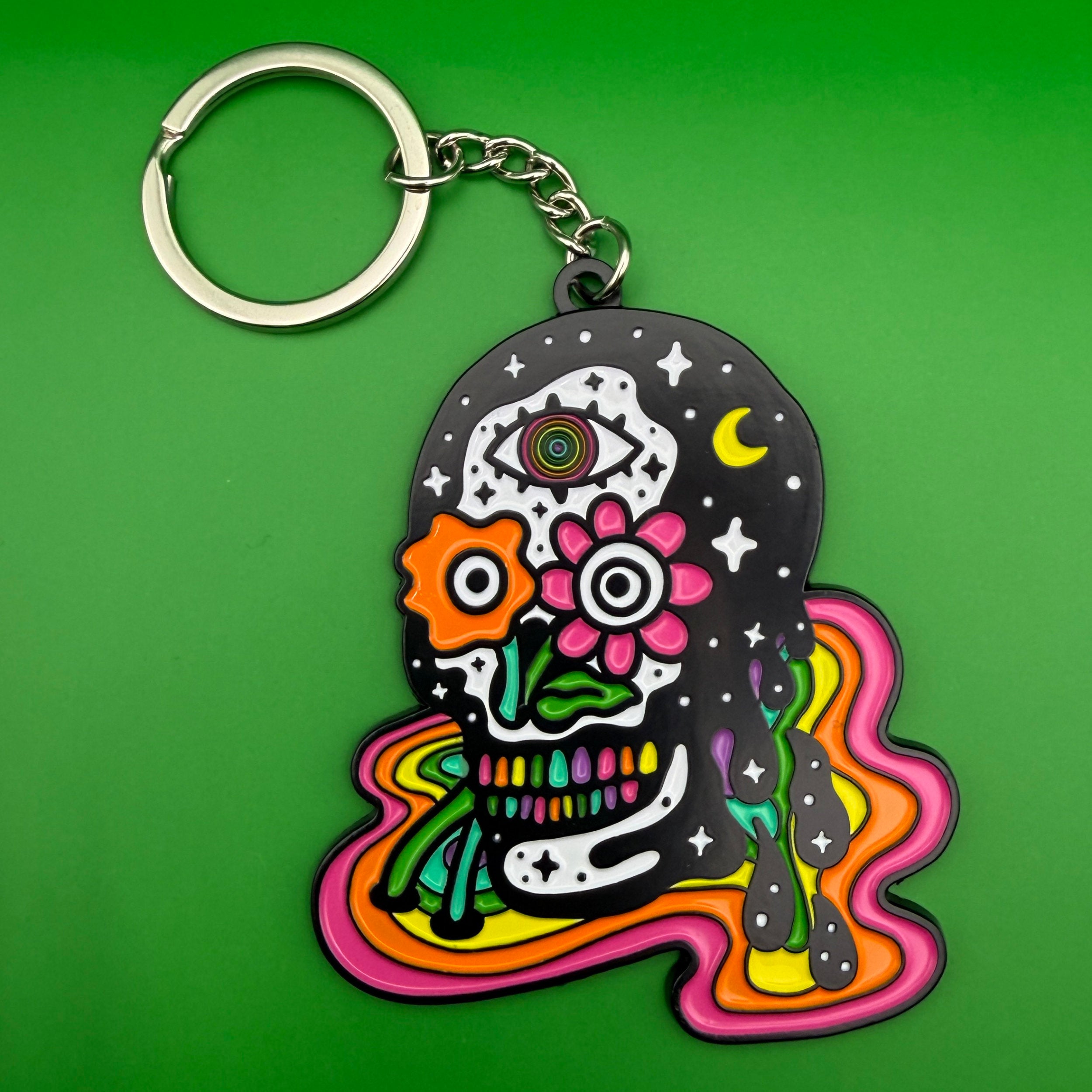 Rainbow Skull Keychain