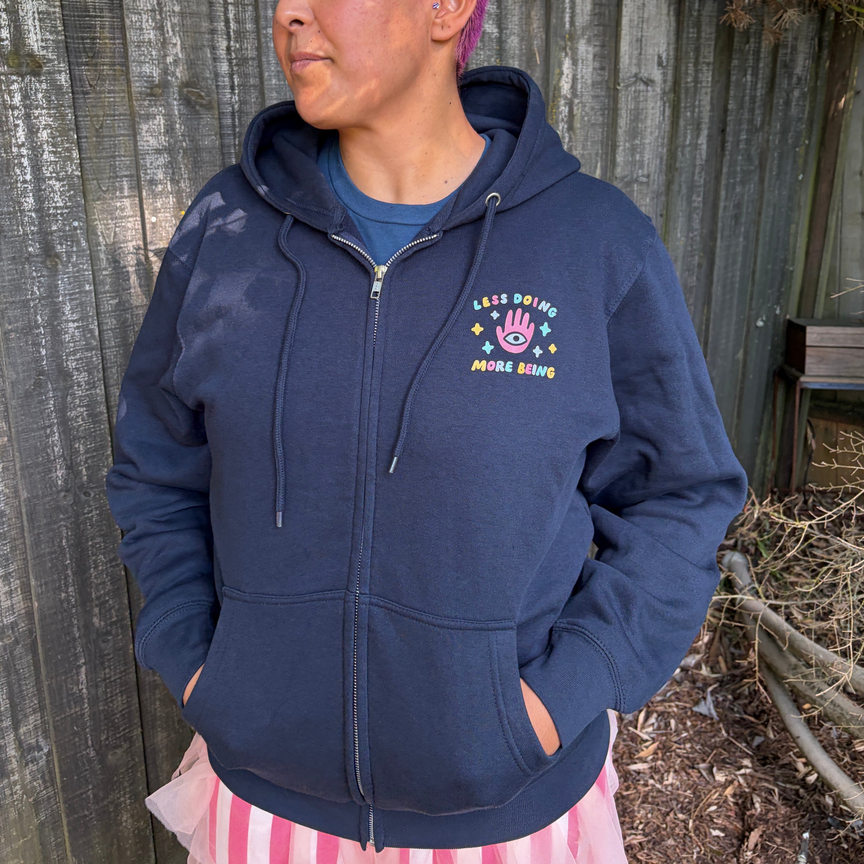 Less Doing More Being Zip Hoodie