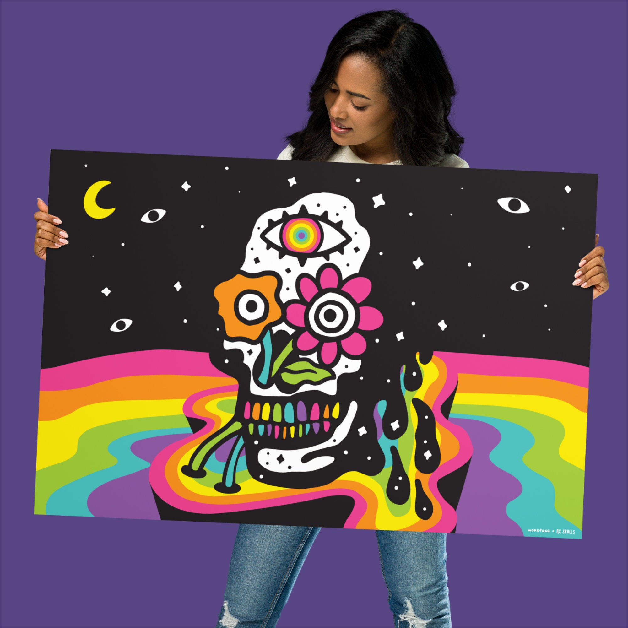 Rainbow Skull Poster