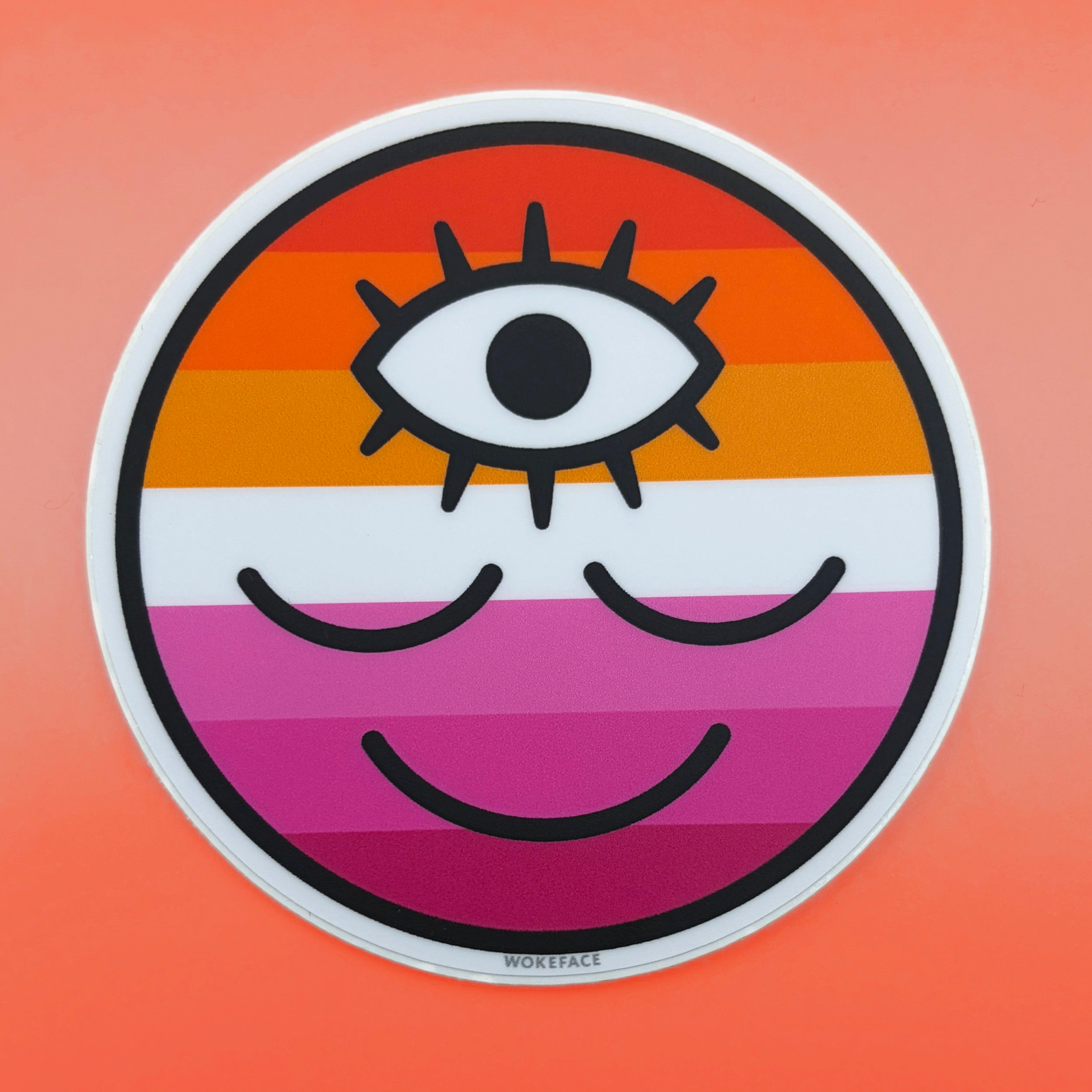 Lesbian Flag Wokeface Sticker