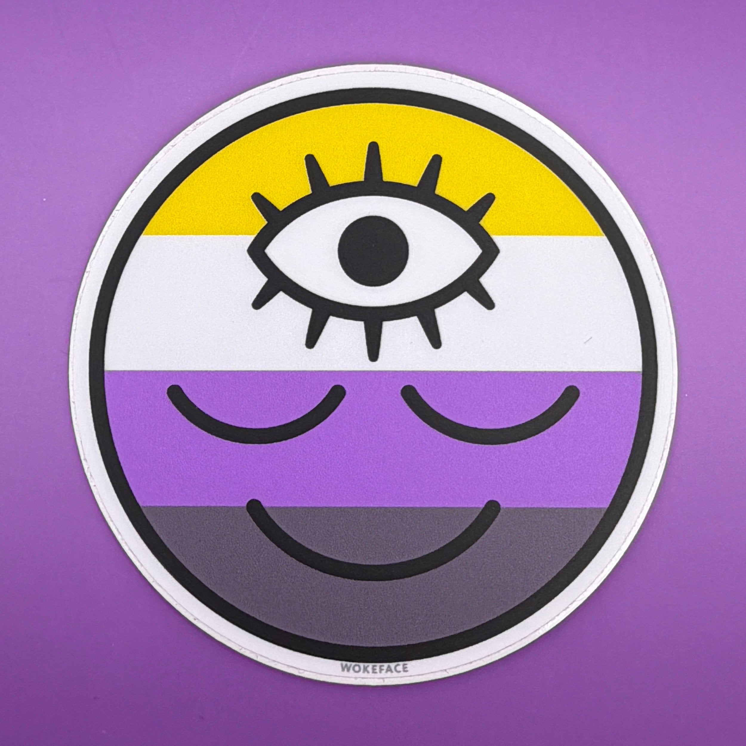 Nonbinary Flag Wokeface Sticker