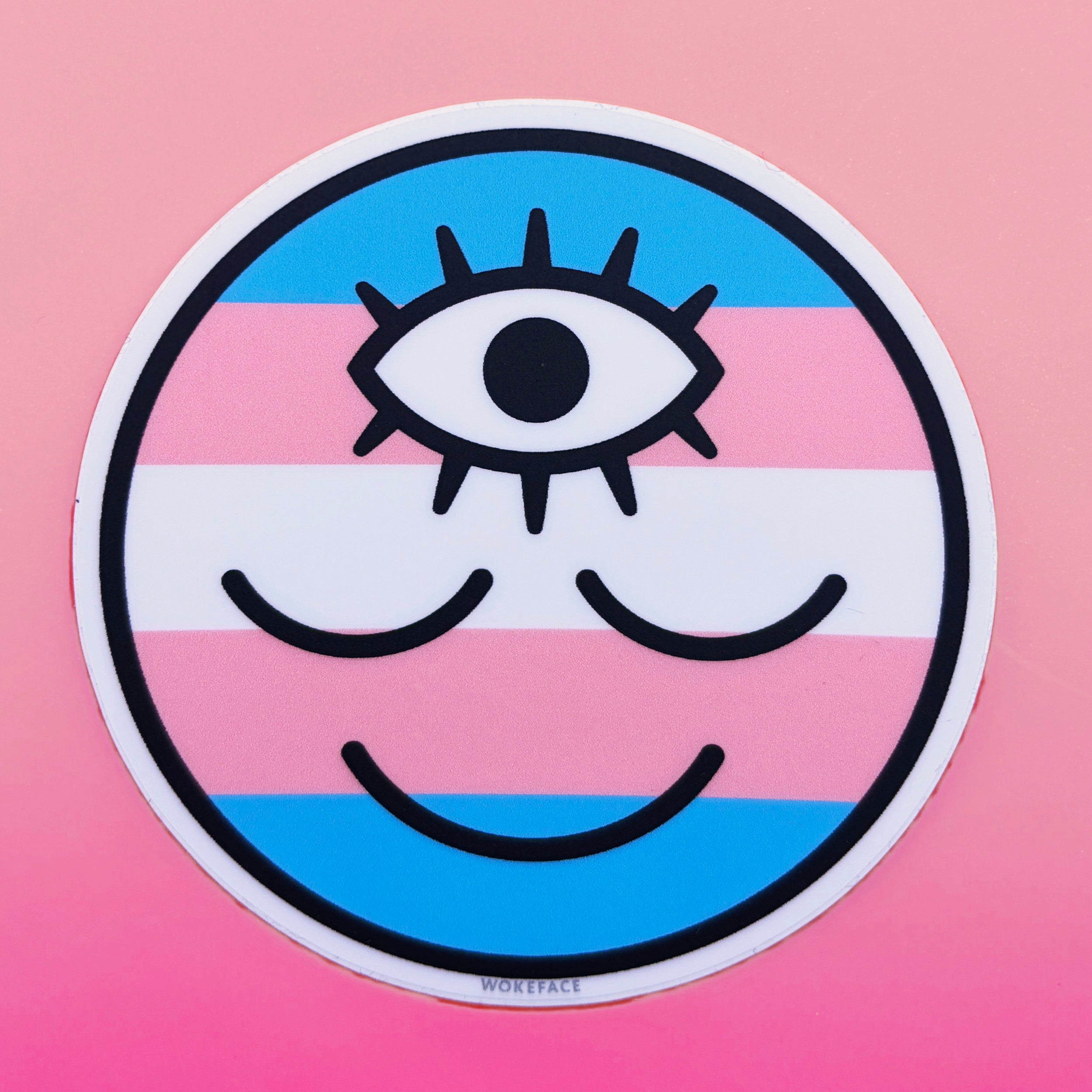 Transgender Flag Wokeface Sticker