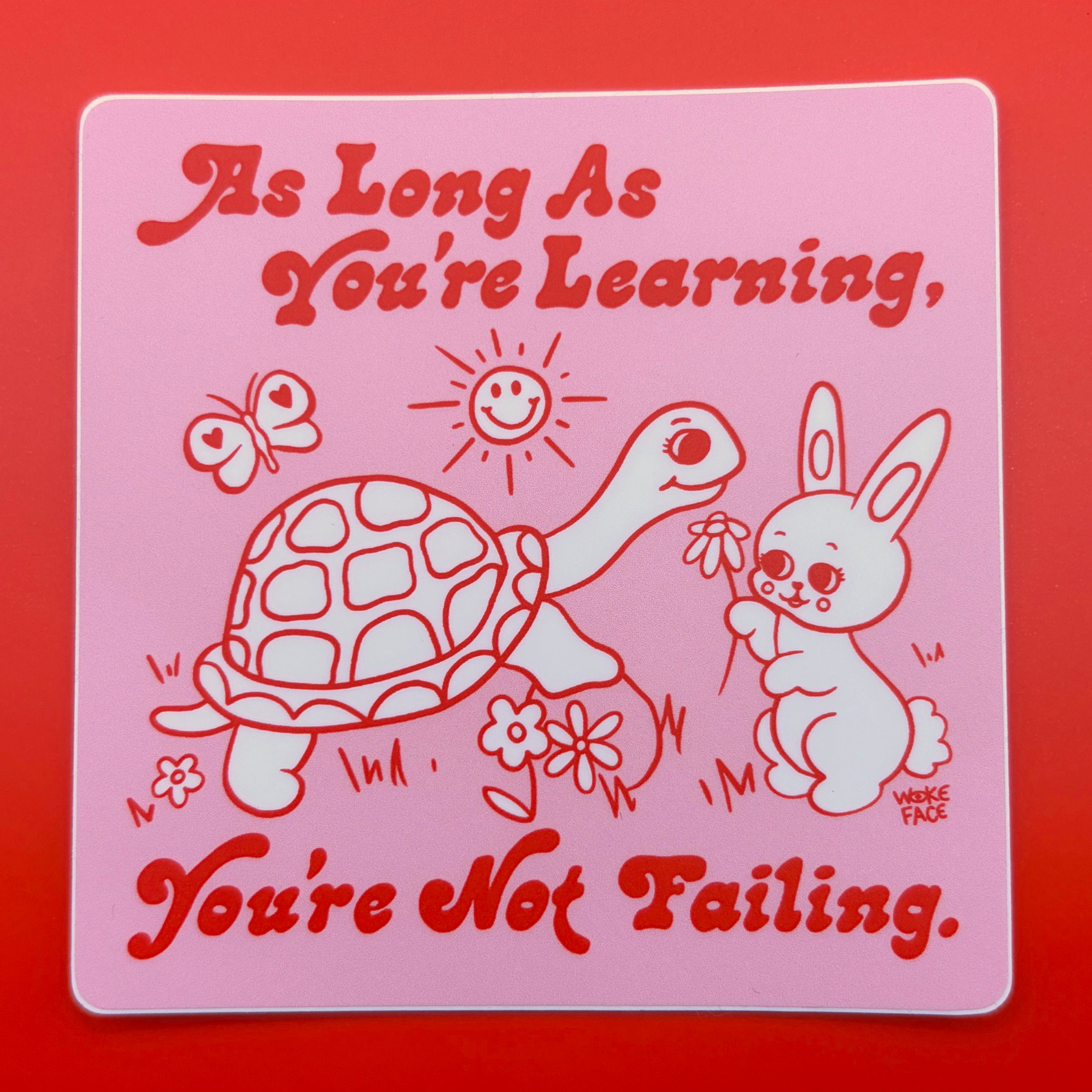 Pegatina de conejo tortuga de aprendizaje