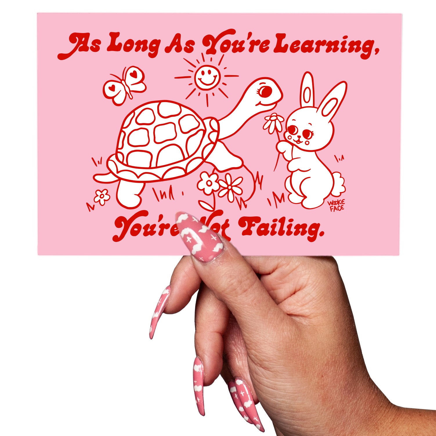 Tarjeta postal de aprendizaje de Tortuga y Conejo