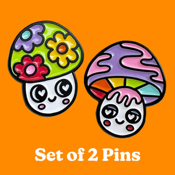 Mushroom Duo Enamel Pin Set