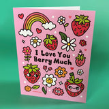 Tarjeta de felicitación de fresa Te quiero mucho