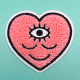 Parche de Corazón de Chenilla Rosa Esponjoso