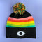 Gorro con pompón arcoíris negro