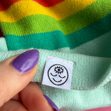 Blue Rainbow Pom Beanie