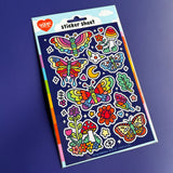 Hoja de pegatinas mágicas de mariposas