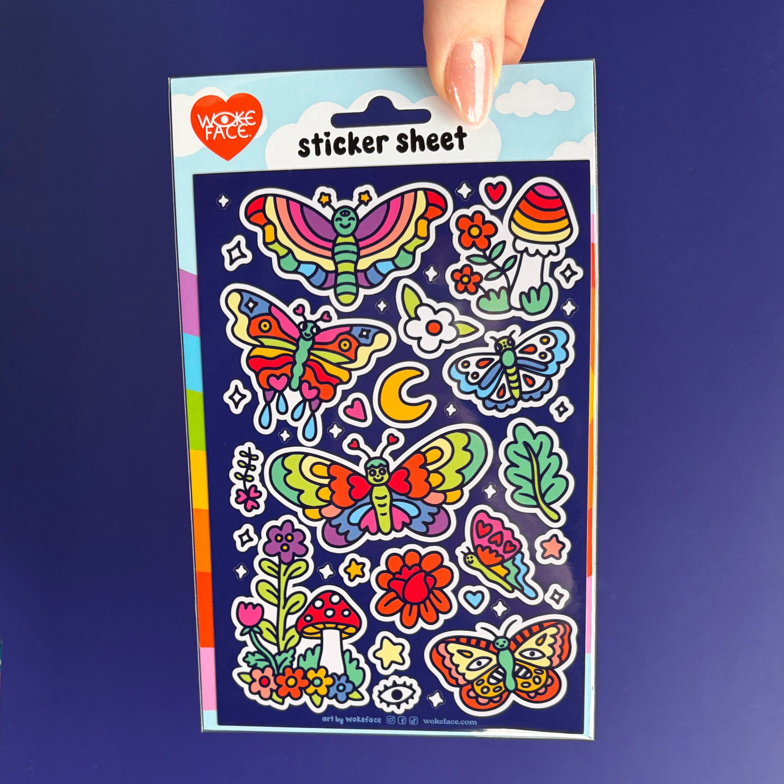 Hoja de pegatinas mágicas de mariposas