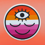 Lesbian Flag Wokeface Sticker