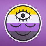 Nonbinary Flag Wokeface Sticker