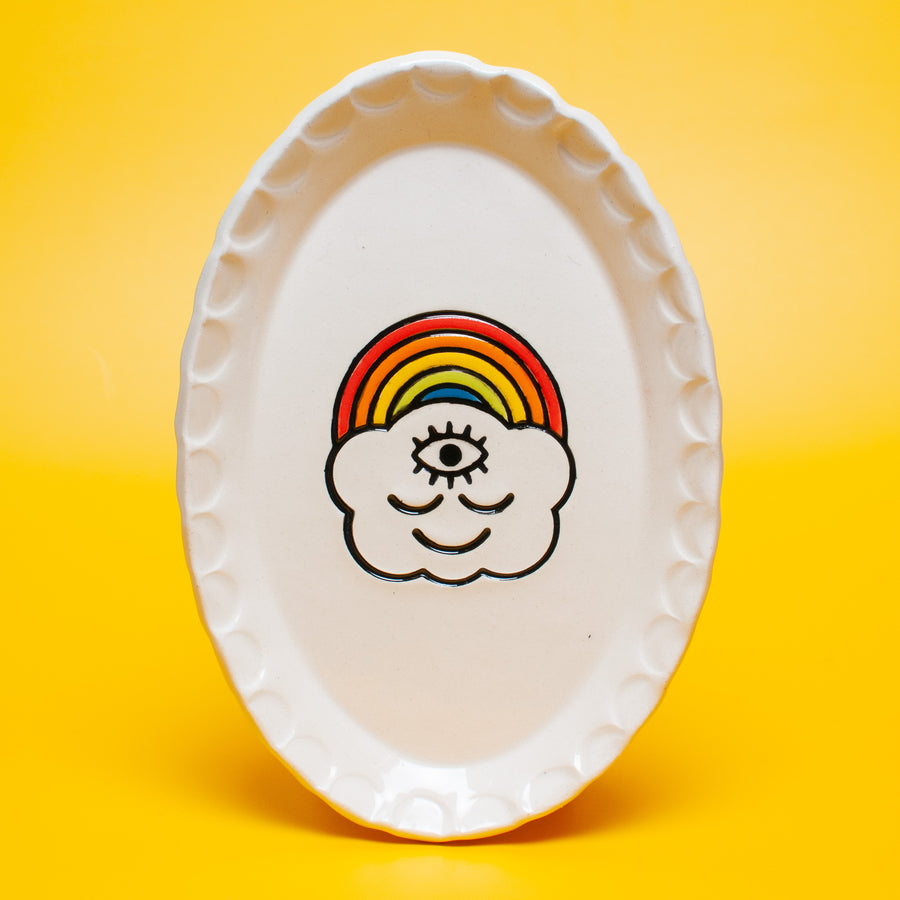 Ceramic Rainbow Cloud Oval Dish