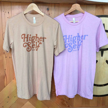 Higher Self Logo T-Shirt - Lilac / Tan