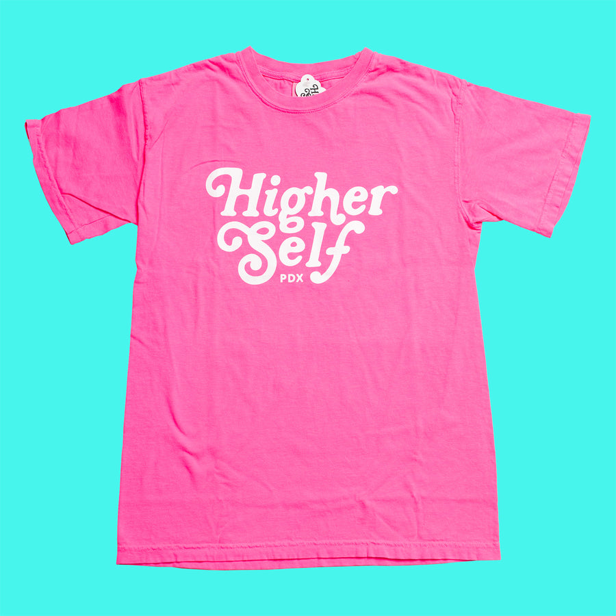 Higher Self Logo T-Shirt - Hot Pink