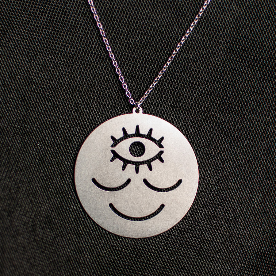 Wokeface Pendant Necklace - Silver