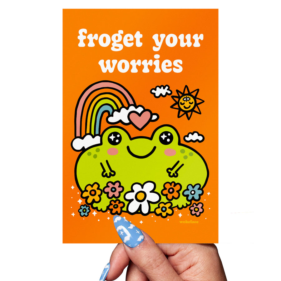 Froget Your Worries Frog Postcard
