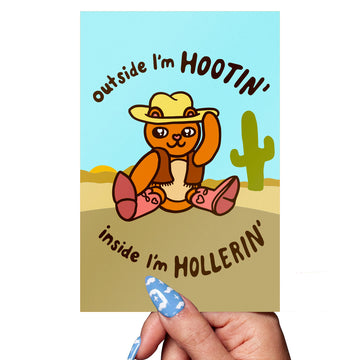 Hootin' Hollerin' Bear Postcard