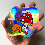 Pegatina Holográfica de Hongos Cósmicos