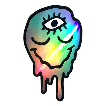 Drippy Melt Face Holographic Sticker