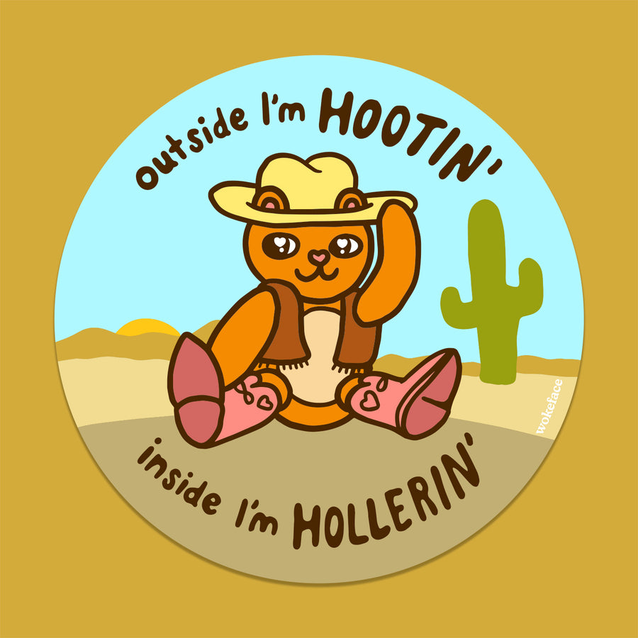 Hootin' Hollerin' Bear Sticker