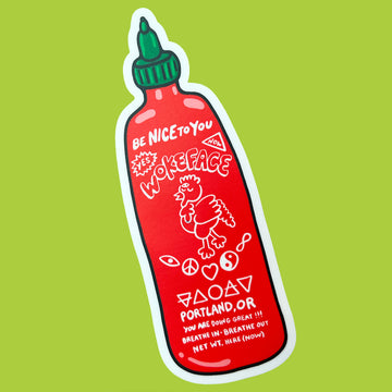 Wokeface Sriracha Sticker